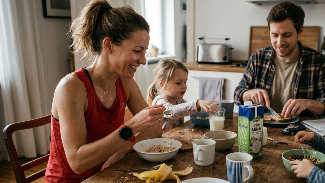 Frühstück für Läufer-Eltern am Familientisch